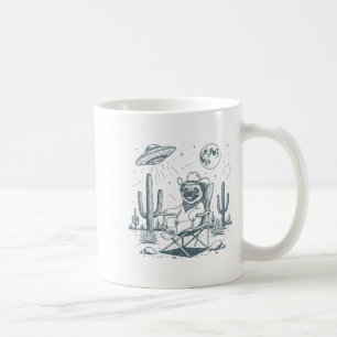 Vintage Pug Cowboys Ufo Western Funny Dog T-shirt. Coffee Mug