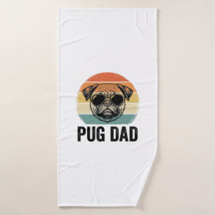 Vintage Pug Dad Engraving Dog Lover Design_1 Bath Towel