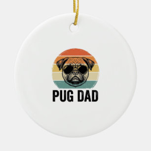Vintage Pug Dad Engraving Dog Lover Design_1 Ceramic Ornament