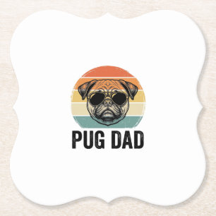 Vintage Pug Dad Engraving Dog Lover Design_1 Paper Coaster