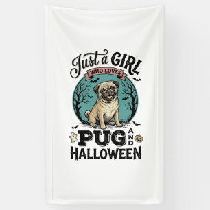 Vintage Pug Halloween Girl Dog Lover Shirt Design_ Banner