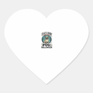 Vintage Pug Halloween Girl Dog Lover Shirt Design_ Heart Sticker