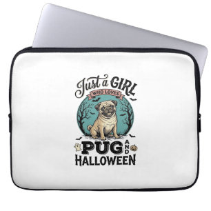 Vintage Pug Halloween Girl Dog Lover Shirt Design_ Laptop Sleeve