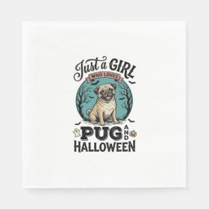 Vintage Pug Halloween Girl Dog Lover Shirt Design_ Napkin