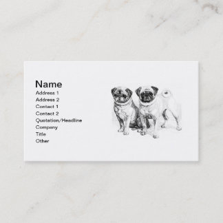 Vintage Pug Illustration Business Card