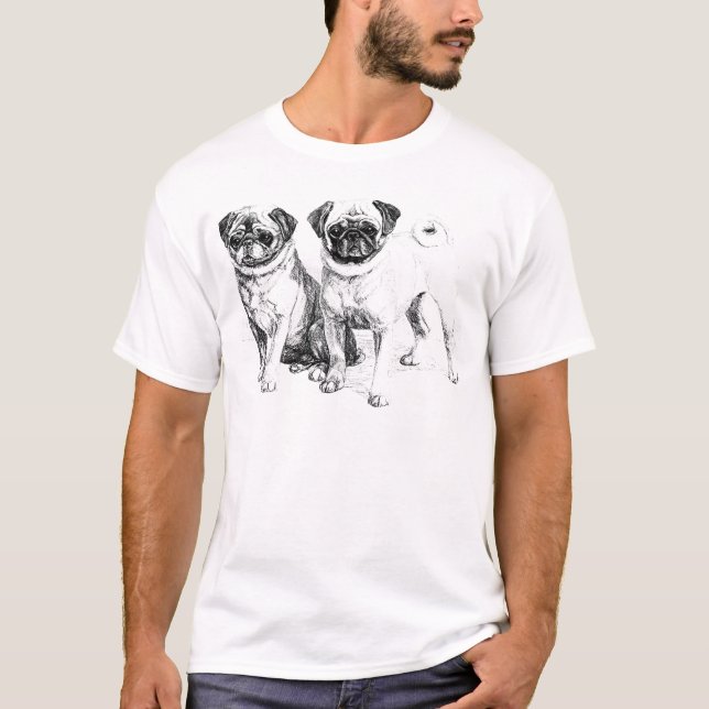 Vintage Pug Illustration T-Shirt (Front)