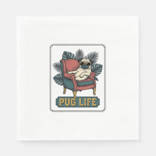 Vintage Pug Life Cool Dog Sunglasses Design_1 Napkin