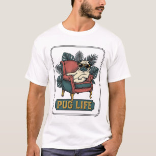 Vintage Pug Life Cool Dog Sunglasses Design_1 T-Shirt