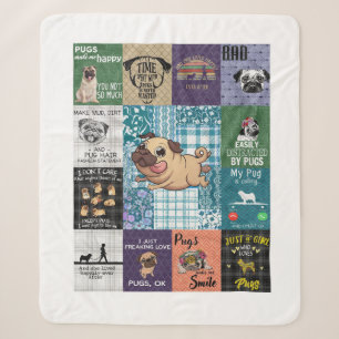 Vintage Pug Lover Gift, Idea Pug Owner Blanket