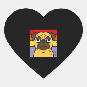 Vintage Pug Sarcastic Silly Puppy Dog Lover Humor Heart Sticker