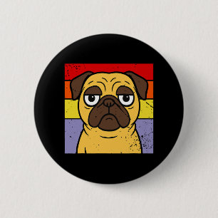 Vintage Pug Sarcastic Silly Puppy Dog Lover Humour 6 Cm Round Badge