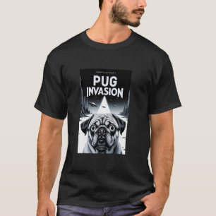Vintage Pug UFO Encounters Funny UFO and Pug Selfi T-Shirt