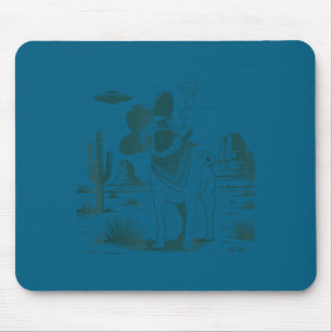 Vintage pug ufo western funny dog mouse pad