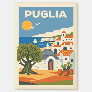 Vintage Puglia Italy Coastal Travel Poster Magnet