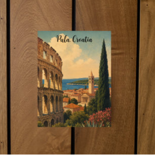 Vintage Pula Croatia Istria Europe Travel Postcard