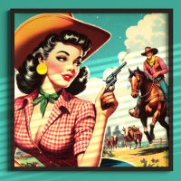Vintage Pulp Cowgirl Illustration