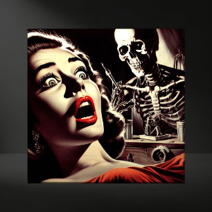 Vintage Pulp Horror Woman Ceramic Tile