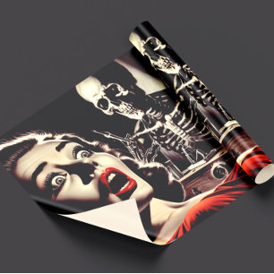 Vintage Pulp Horror Woman Wrapping Paper