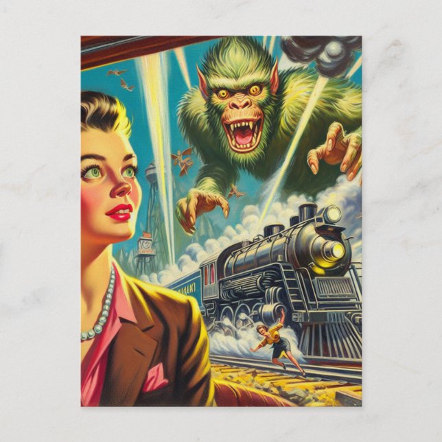 Vintage Pulp Sci-fi Weird Illustration Postcard (Front)