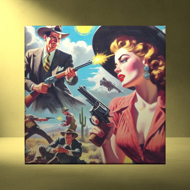 Vintage Pulp Western Illustration Ceramic Tile (Creator Uploaded)