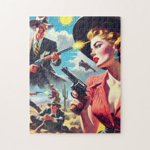 Vintage Pulp Western Illustration Jigsaw Puzzle