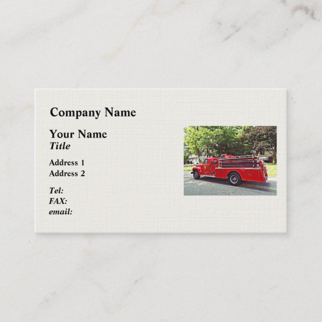 Vintage Pumper Fire Engine Business Card (Front)