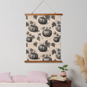 Vintage Pumpkin and Vine Engraving Pattern (2) Hanging Tapestry