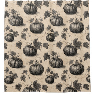 Vintage Pumpkin and Vine Engraving Pattern (2) Shower Curtain
