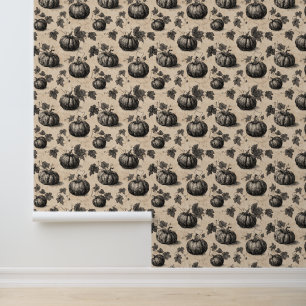 Vintage Pumpkin and Vine Engraving Pattern (2) Wallpaper
