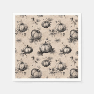 Vintage Pumpkin and Vine Engraving Pattern Napkin