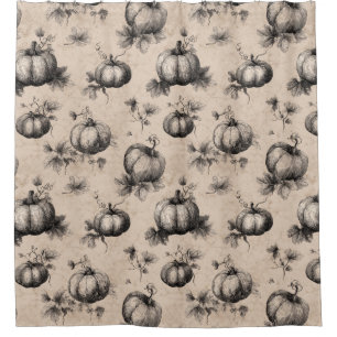 Vintage Pumpkin and Vine Engraving Pattern Shower Curtain