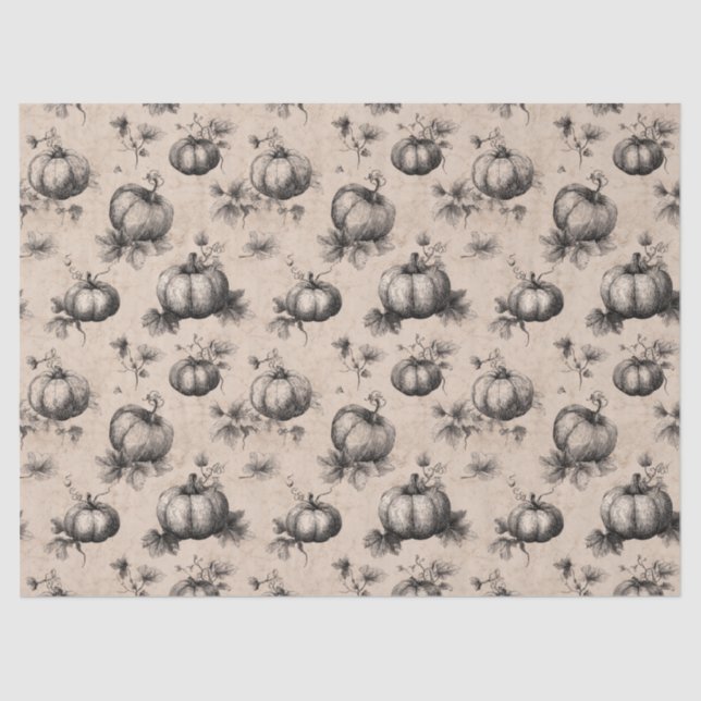 Vintage Pumpkin and Vine Engraving Pattern Tissue Paper (Front)