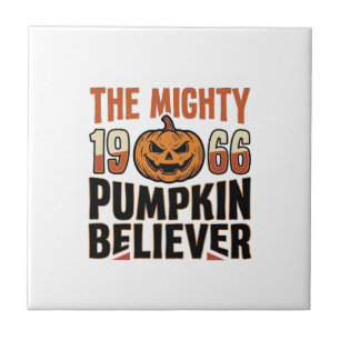 Vintage Pumpkin Believer Halloween Shirt Design_1 Ceramic Tile