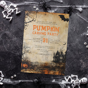 Vintage Pumpkin Carving Halloween Party Invitation