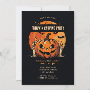 Vintage Pumpkin carving Party Halloween Invitation