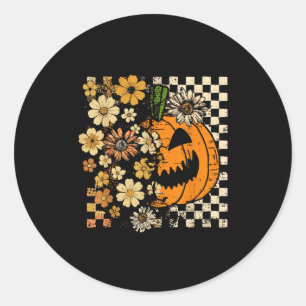 Vintage Pumpkin Flower Halloween Fall Thankgiving Classic Round Sticker