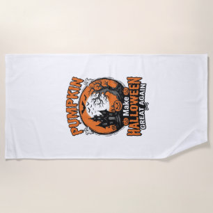 Vintage Pumpkin Halloween Great Again Shirt Design Beach Towel
