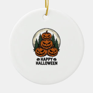 Vintage Pumpkin Halloween Jack O Lantern Forest Sh Ceramic Ornament