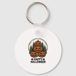 Vintage Pumpkin Halloween Jack O Lantern Forest Sh Key Ring