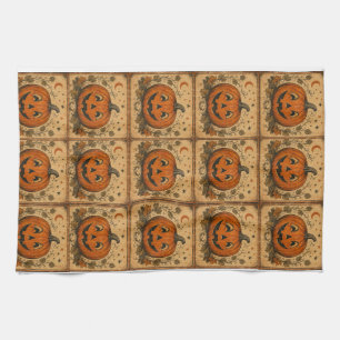 Vintage Pumpkin Halloween Table Runner Tea Towel