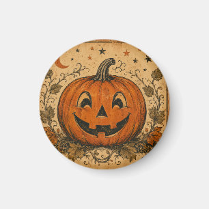 Vintage Pumpkin Halloween Throw Pillow Magnet
