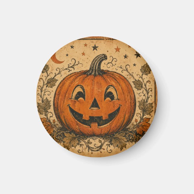 Vintage Pumpkin Halloween Throw Pillow Magnet (Front)