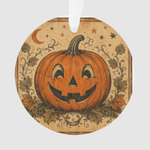 Vintage Pumpkin Halloween Throw Pillow Ornament