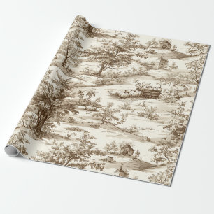Vintage Pumpkin Harvest Countryside Toile (3) Wrapping Paper