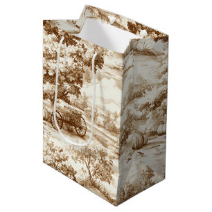 Vintage Pumpkin Harvest Countryside Toile (7) Medium Gift Bag