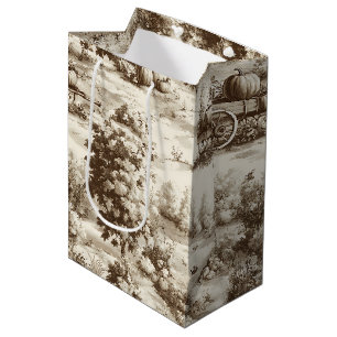 Vintage Pumpkin Harvest Countryside Toile (8) Medium Gift Bag
