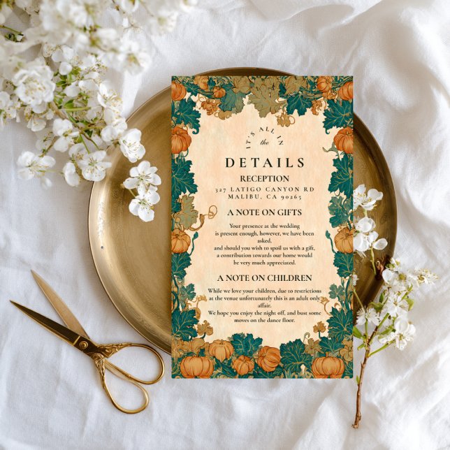 Vintage Pumpkin Harvest Wedding Enclosure Card (Creator Uploaded)