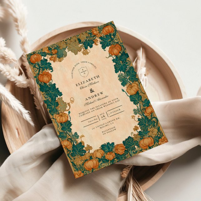 Vintage Pumpkin Harvest Wedding Invitation (Creator Uploaded)