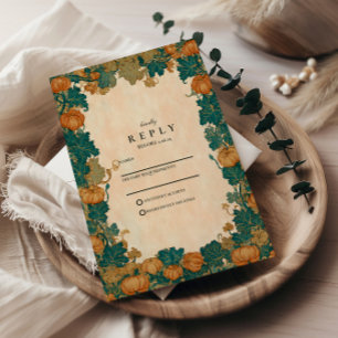 Vintage Pumpkin Harvest Wedding RSVP Card
