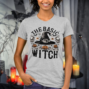 Vintage Pumpkin Hat Halloween Basic Witch Womens T-Shirt